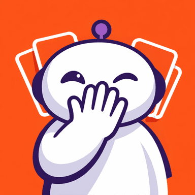 Tibo, the Taboo robot mascot, covering his mouth